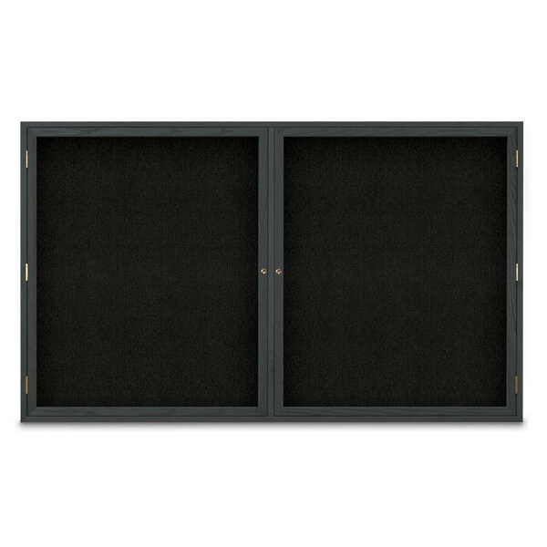 Sliding Door Indoor Enclosed Corkboard, 7, UV9028ACS-SATIN-RUBBER